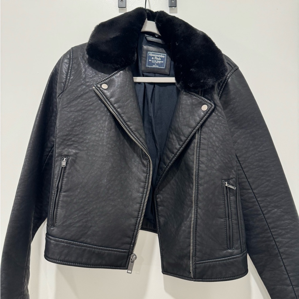 Abercrombie lather jacket (L)